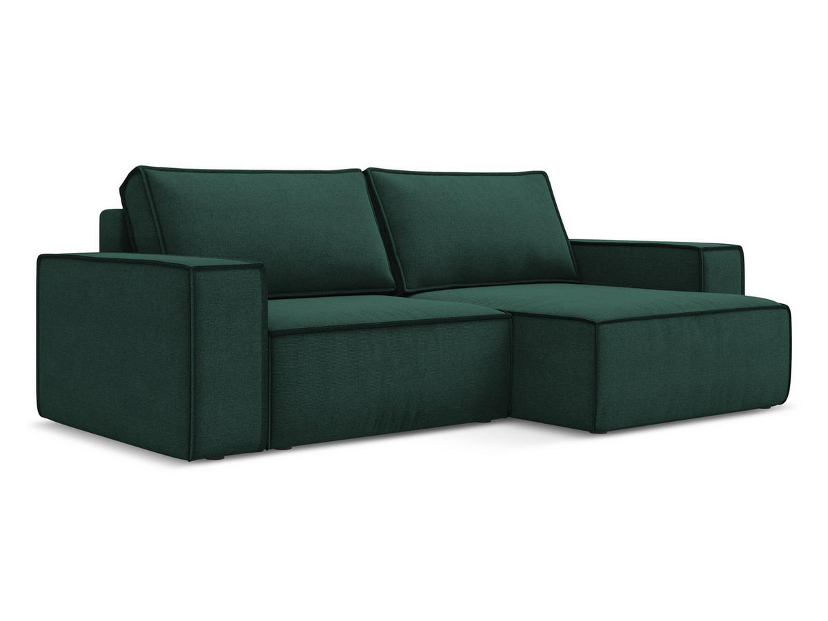 ECKSOFA mit Schlaffunktion Strukturstoff Stoff Grün - Dunkelgrün/Schwarz, Kunststoff/Textil (257/148cm) - Makamii
