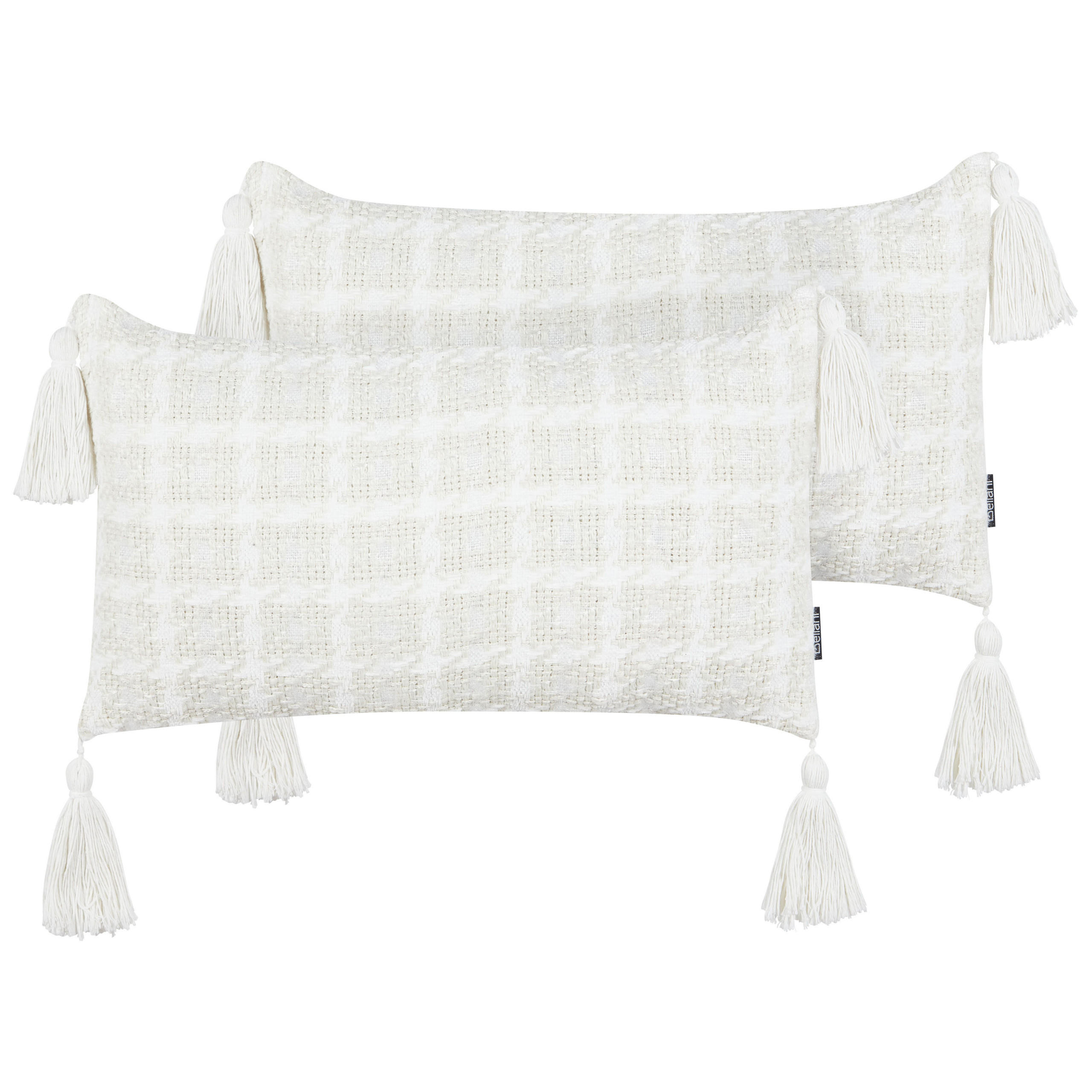 DEKOKISSEN 2er-Set Beige 30/60 cm Douris - Beige/Weiß, Textil (30/60cm) - Beliani