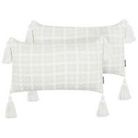 DEKOKISSEN 2er-Set Beige 30/60 cm Douris - Beige/Weiß, Textil (30/60cm) - Beliani