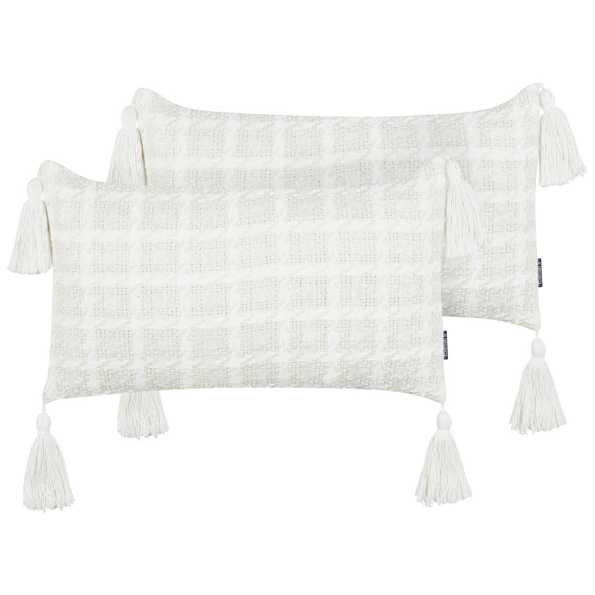 DEKOKISSEN 2er-Set Beige 30/60 cm Douris - Beige/Weiß, Textil (30/60cm) - Beliani