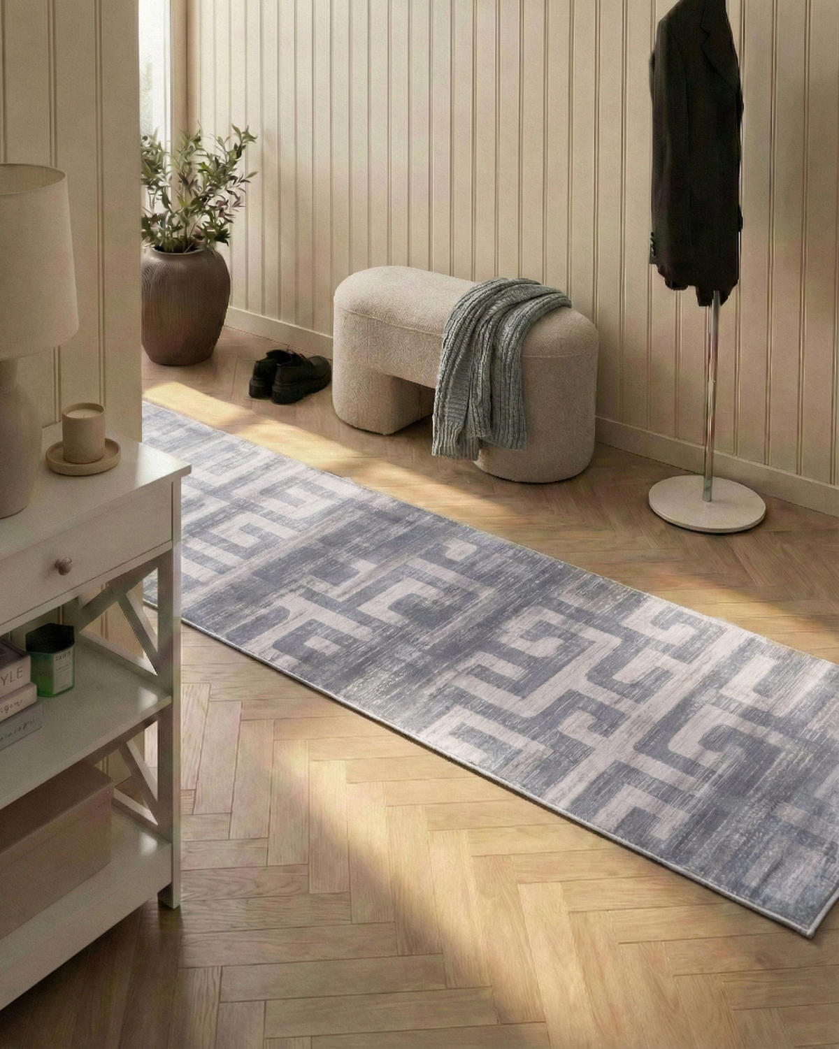 KOBEREC Šedý 80/300 cm Beydag - šedá/tmavě šedá, textil (80/300cm) - Beliani