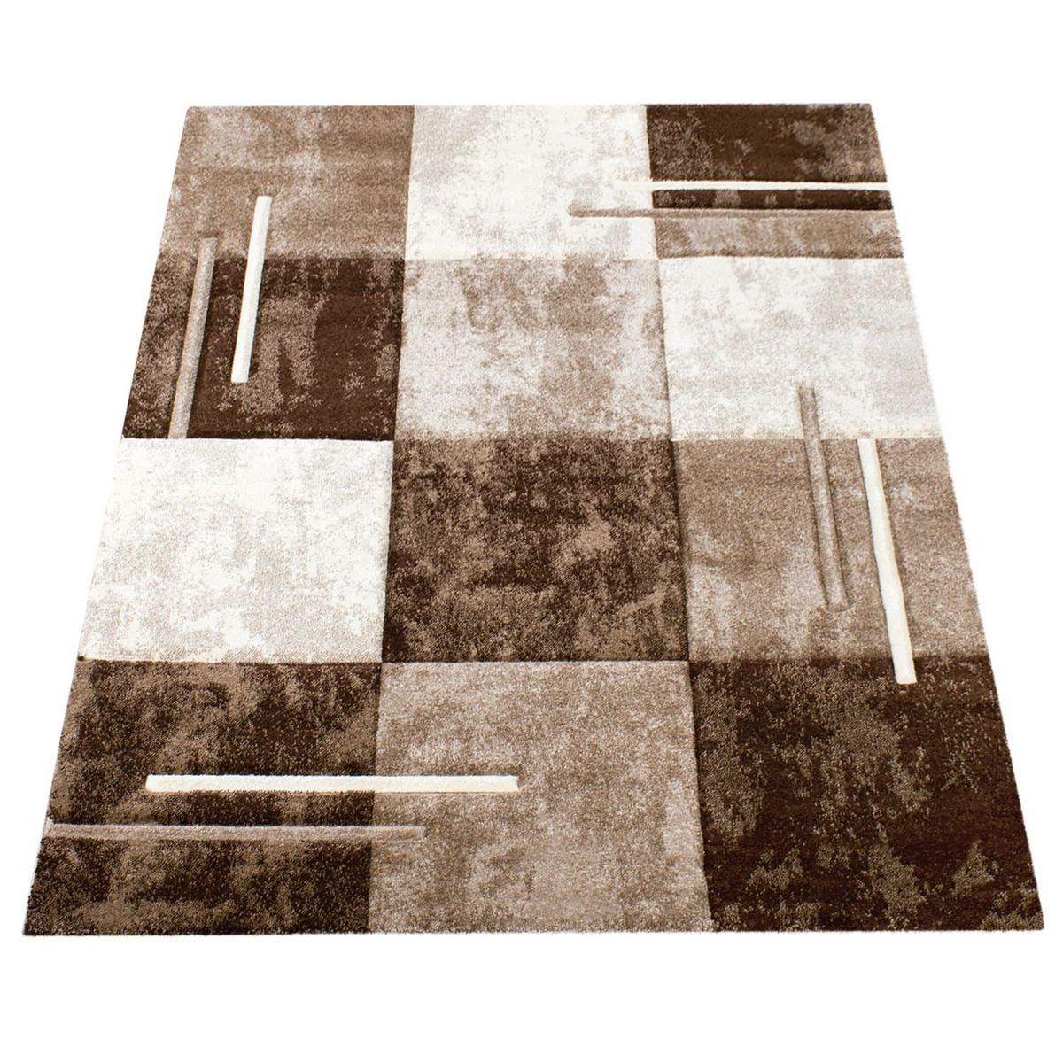 TEPPICH Kurzflor Karo Wohnzimmer schmutzabweisend Braun Rechteckig 80x150 - Braun, Textil (80/150cm) - KADIMA DESIGN