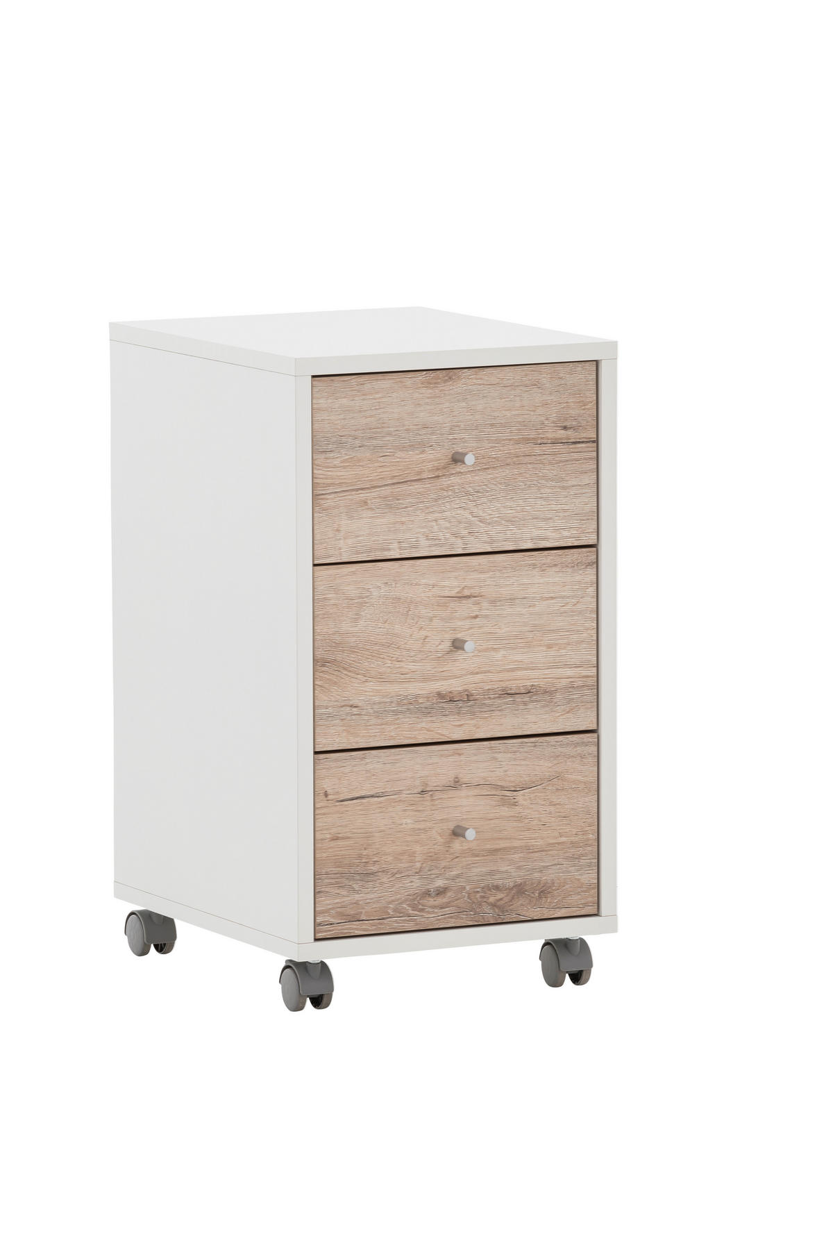 ROLLCONTAINER Pigeon 59,7x32,6x39 cm 3 Schubladen Weiß/Eiche - Weiß, Holz (32.6/59.7/39cm) - PROREGAL