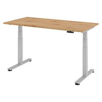 SCHREIBTISCH elektrisch XDSM 80/160/72 cm in Wildeiche/Silberfarben - Wildeiche/Silberfarben, Holzwerkstoff (80/160/72cm) - bümö