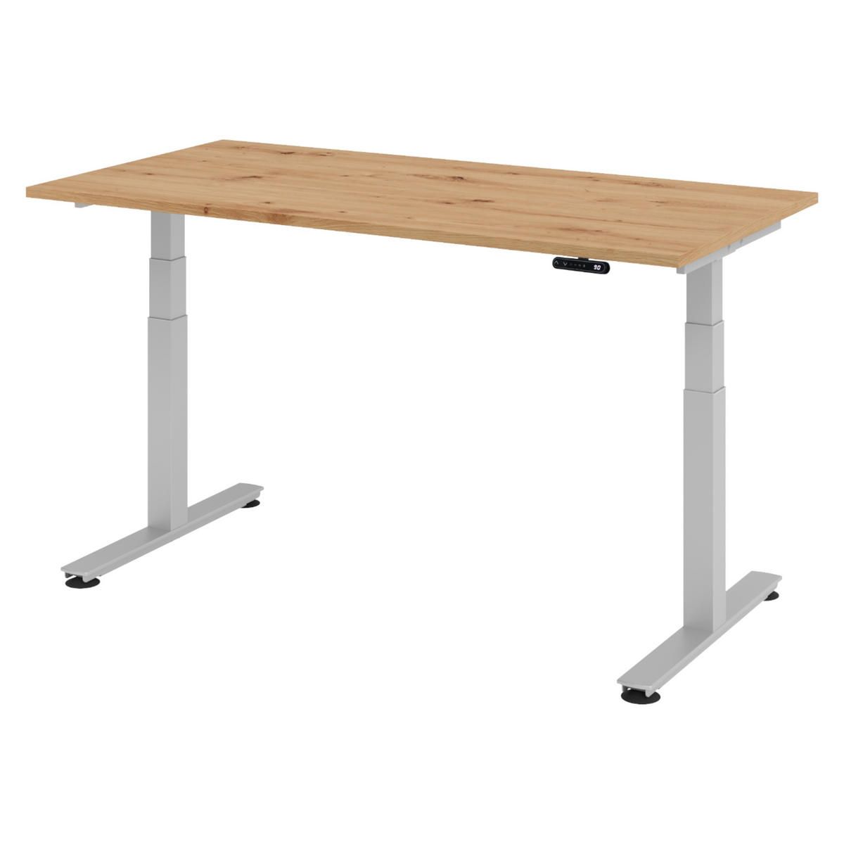SCHREIBTISCH elektrisch XDSM 80/160/72 cm in Wildeiche/Silberfarben - Wildeiche/Silberfarben, Holzwerkstoff (80/160/72cm) - bümö