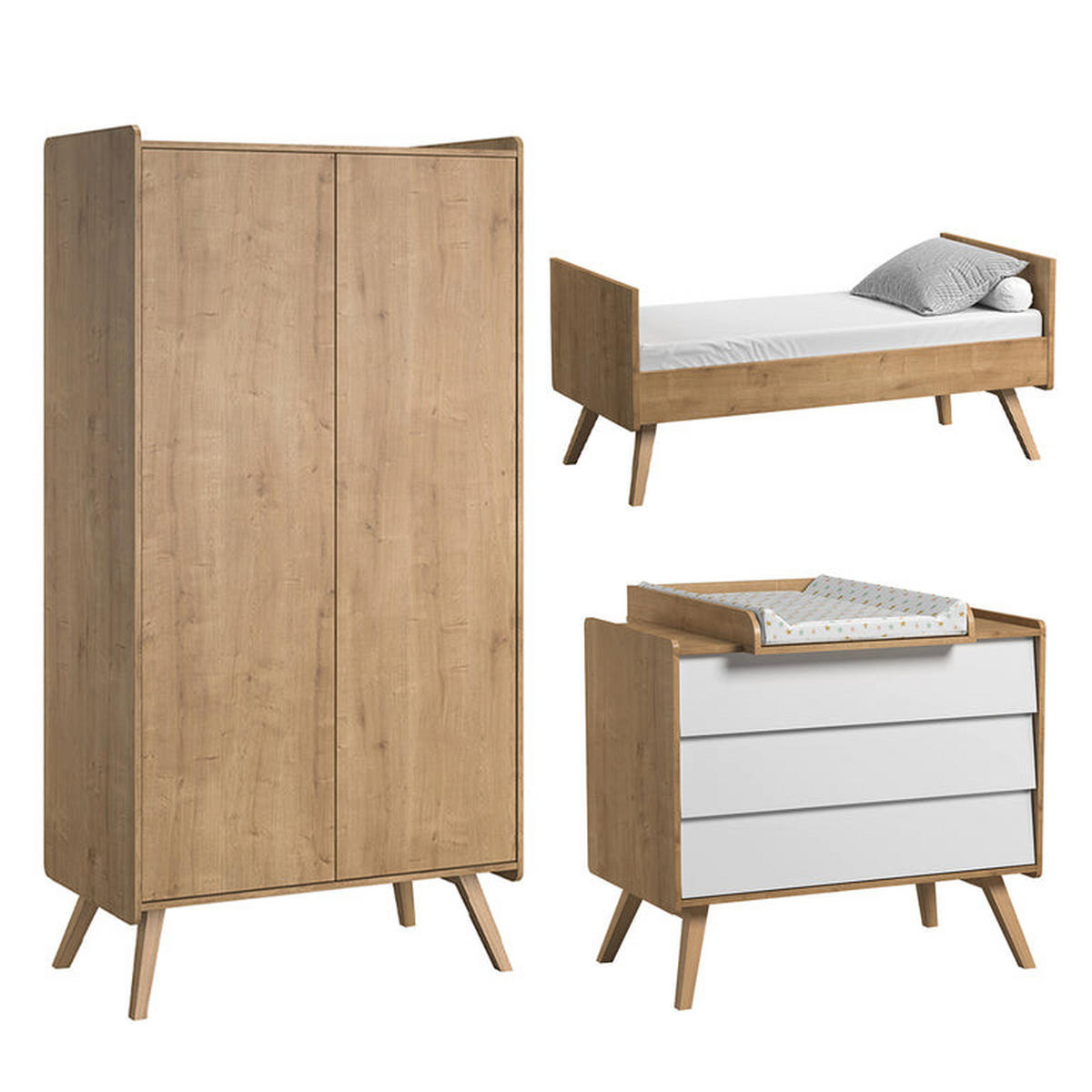 SOBA ZA BEBE 3-dijelni Bijelo drvo - bijela, drvni materijal (145/103/75cm) - Petits-meubles