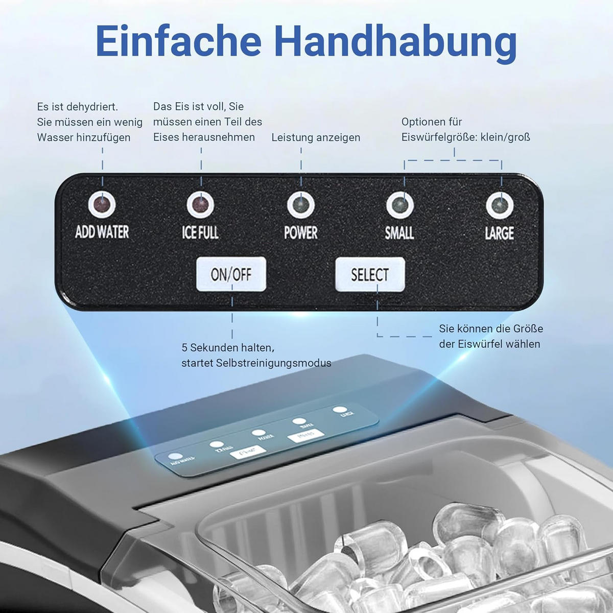 EISWÜRFELMASCHINE Kühleis 1.3 L - Schwarz, Kunststoff (29.6/28.9/23.8cm) - Nettlife