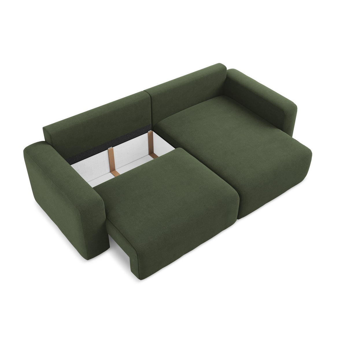 ECKSOFA mit Schlaffunktion rechts Strukturstoff Stoff Grün - Blau/Schwarz, Kunststoff/Textil (244/149cm) - LaMiaSofa