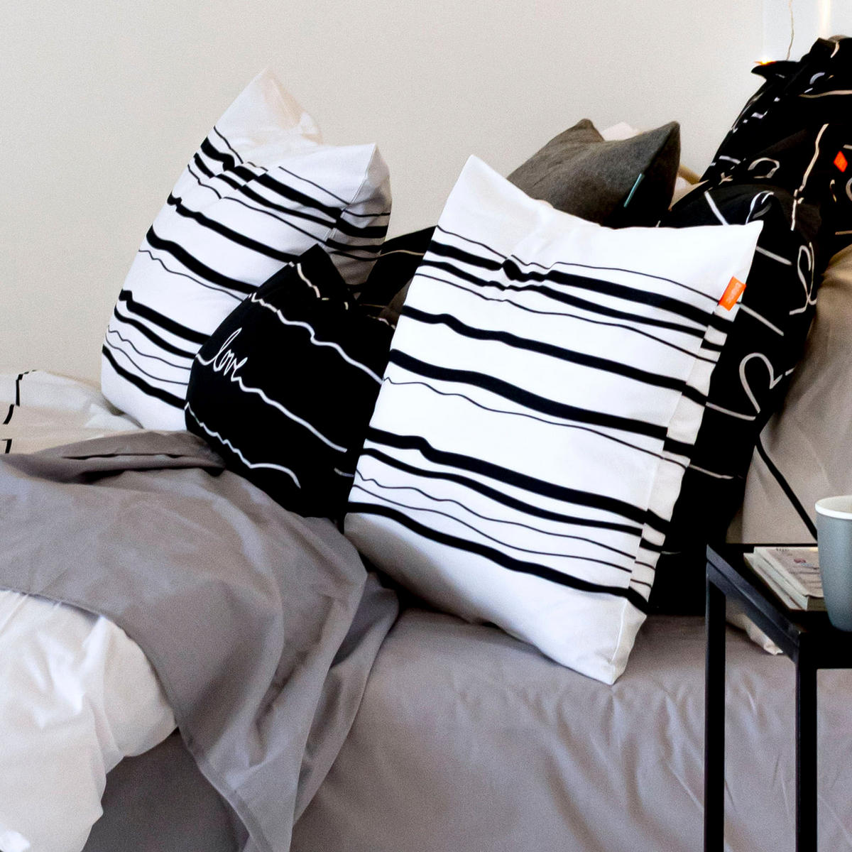 KISSENBEZUG my love 50x50 + 50x30 cm mehrfarbig - Multicolor, Textil (50/50cm) - Happy Friday