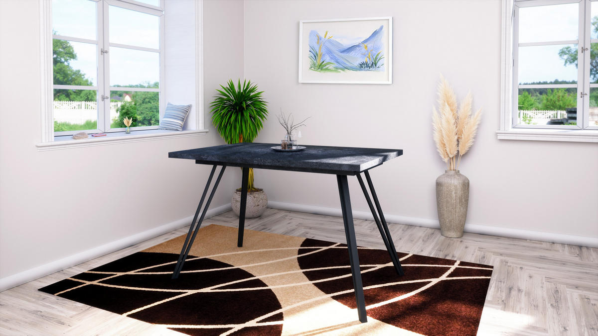 ESSTISCH Lisa Holzkohle Optik - Schwarz, Holzwerkstoff (80/160/75cm) - Vladon