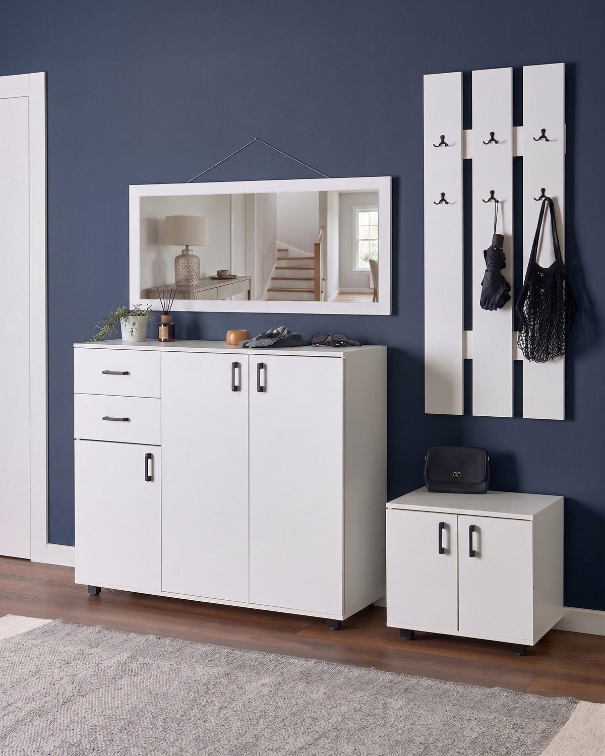 SET HOL alb Burra - alb, compozit lemnos (113/97/37cm) - Beliani
