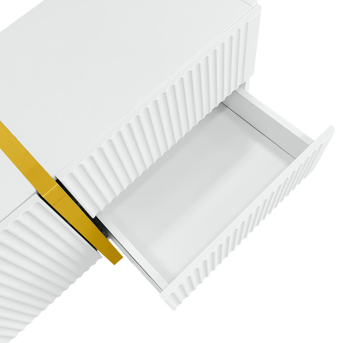 LOWBOARD 190/35/45 cm in Weiß/Gold aus MDF und Spanplatte mit 3 Türen und 2 Schubladen - Weiß, Holzwerkstoff (35/45/190cm) - OKMYHOME