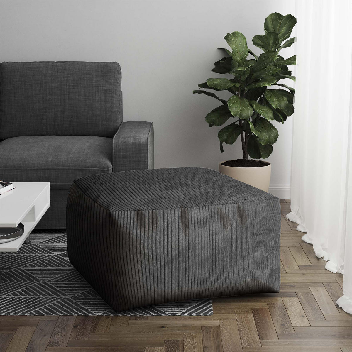 SITZSACK COMFORT Granite Gray - Dunkelgrau, Textil (70/40/70cm) - Dreamroots