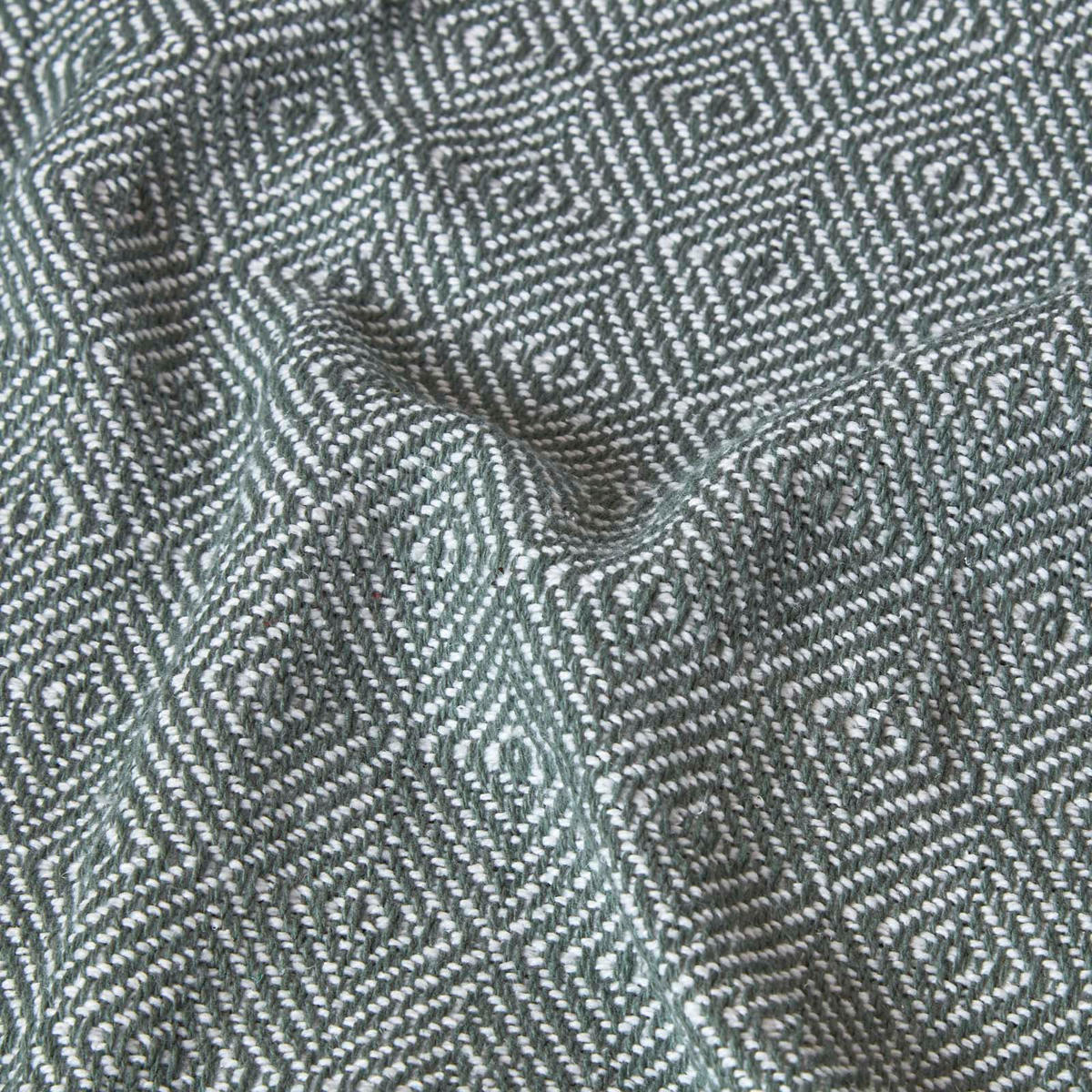 WOHNDECKE Malda 150/200 cm, Baumwolle mit Rautenmuster - Grün, Textil (150/200cm) - Homescapes
