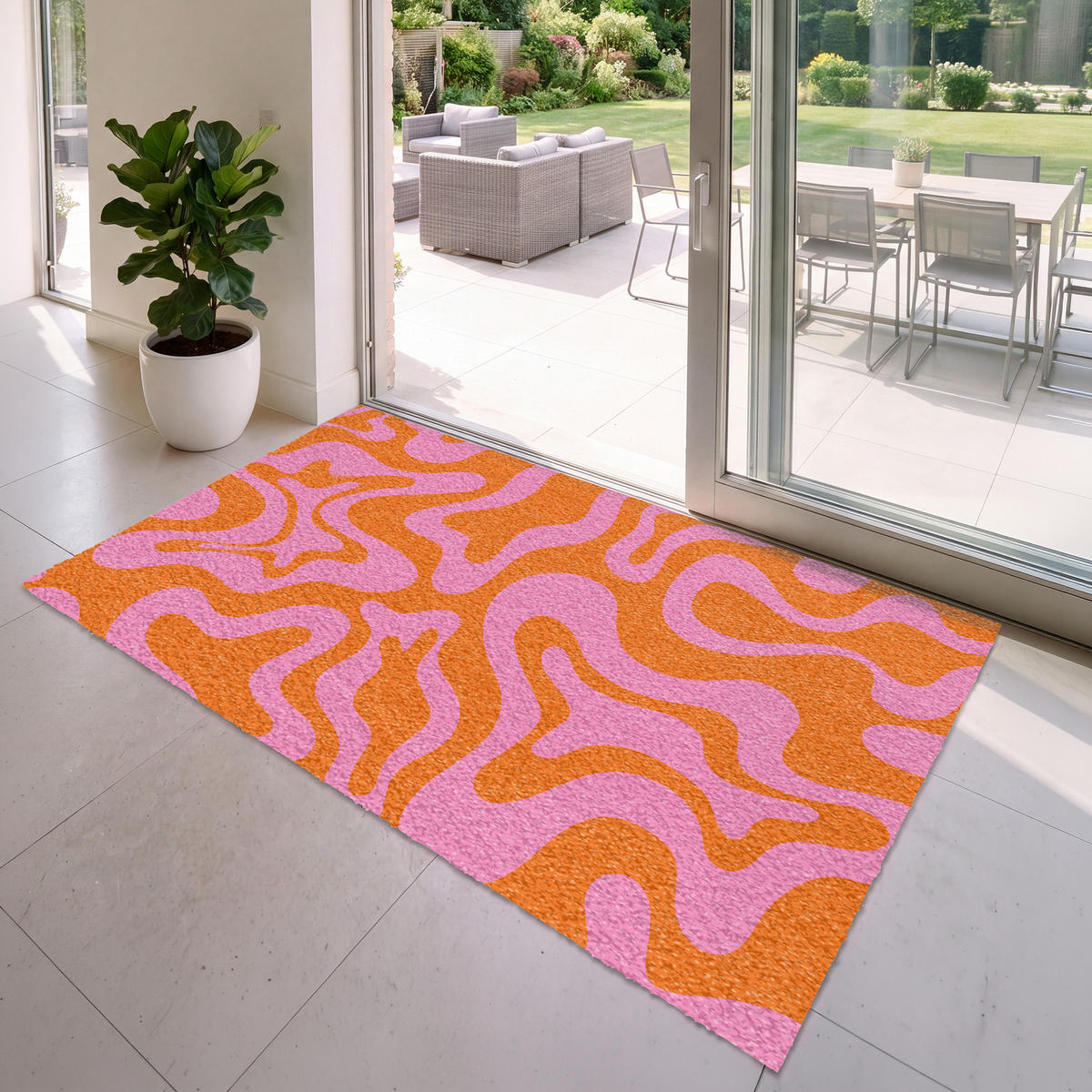 ROHOŽKA Vzor - Ružová - Oranžová - Abstraktné - Moderné 180x120 cm - pink, plast (180/120cm) - MuchoWow