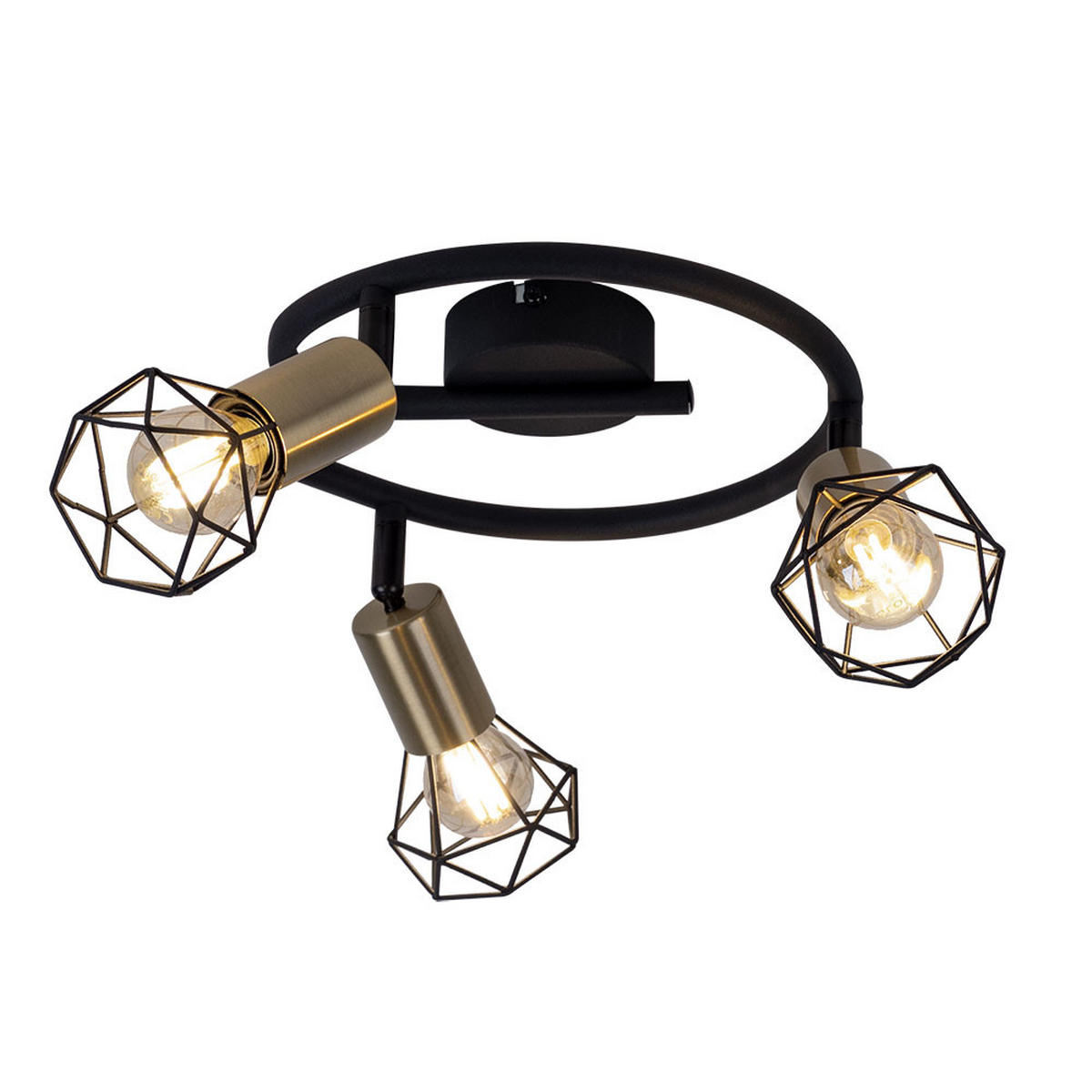 LED DECKENLEUCHTE Metall schwarz messing - Schwarz, Metall (23/23/18cm) - Globo Lighting