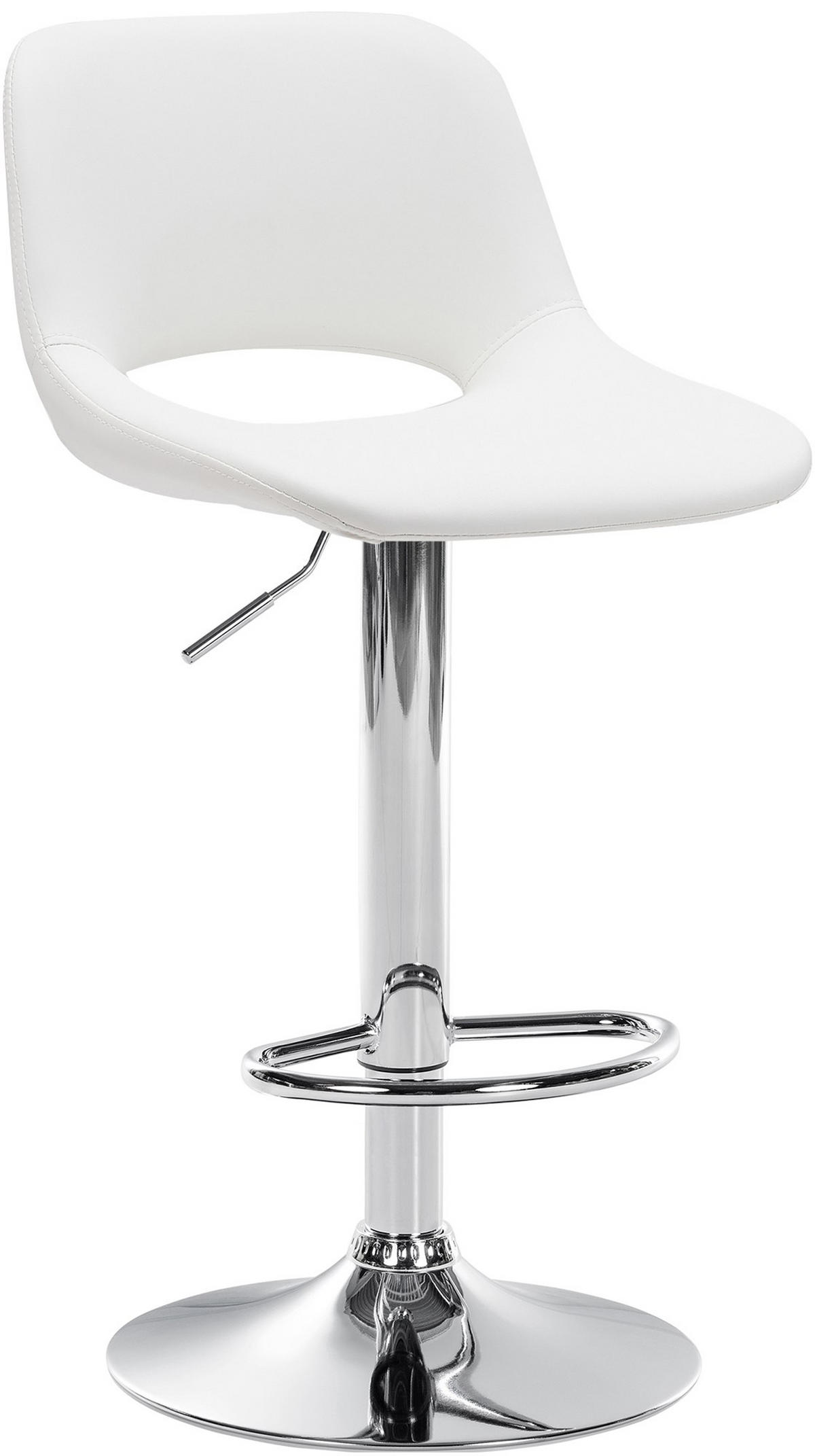 BARHOCKER Campus Kunstleder chrom weiß - Chromfarben/Weiß, Kunststoff/Metall (42/107/46cm) - TPFLiving