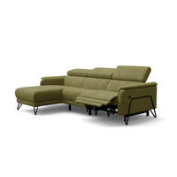 ECKSOFA RODEN 4-Sitzer mit Relax, olive, Veloursstoff - Grün, Holz/Textil (268/92cm) - Wozimo