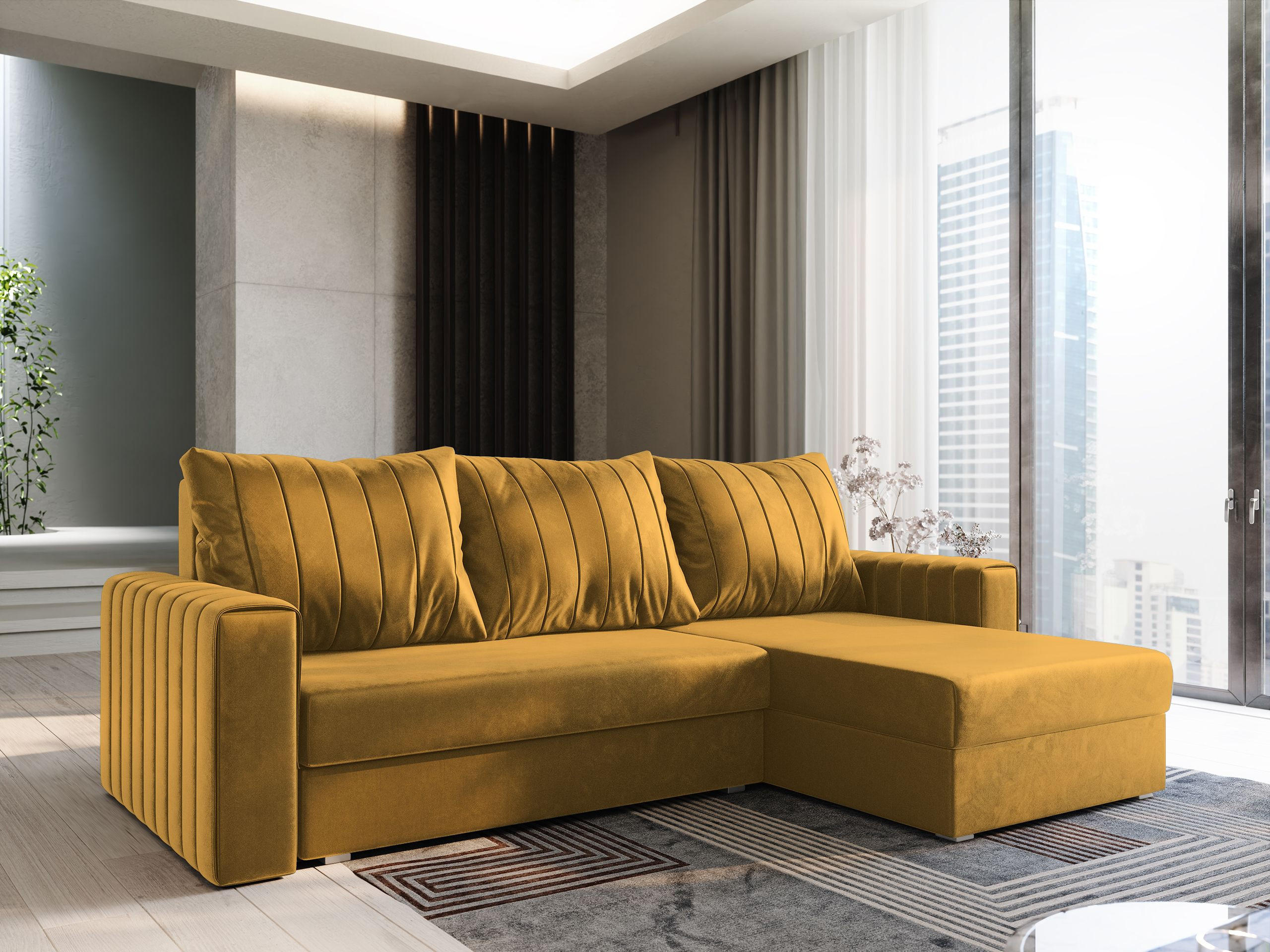 Thumbnail - Masseno Ecksofa, Orange, Textil, 3-Sitzer, L-Form,L-Form, 236x150 cm, Wohnzimmer, Sofas & Couches, Wohnlandschaften, Eck...
