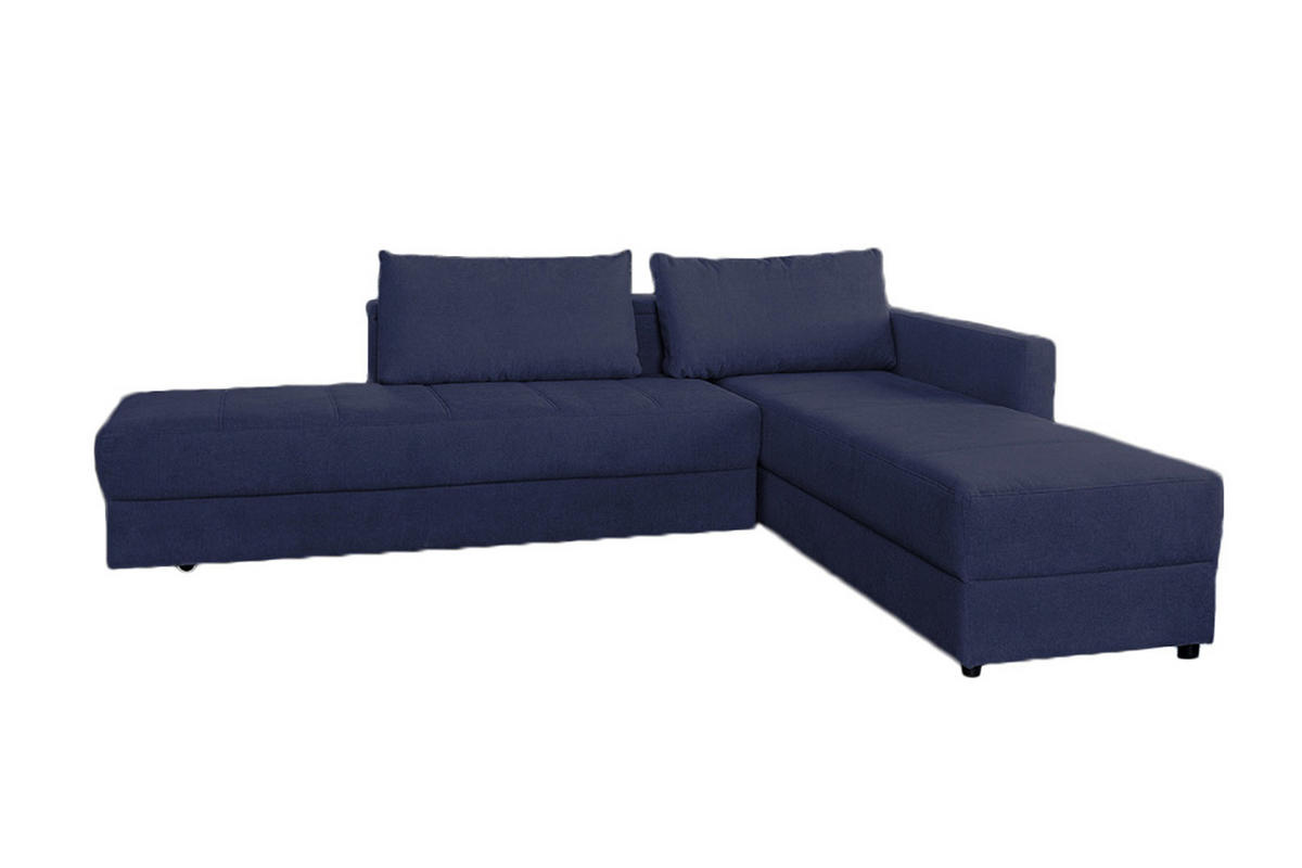 SCHLAFSOFA IDA Blau Webstoff - Blau/Schwarz, Textil (287/229cm) - KAWOLA