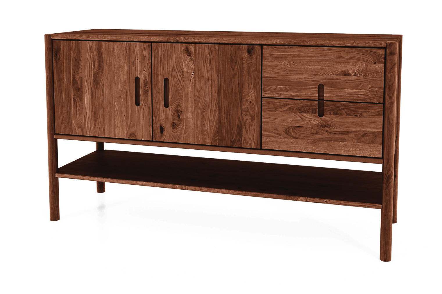 KOMMODE INA Wildeiche - Dunkelbraun, Holz (142/81/46cm) - byoak