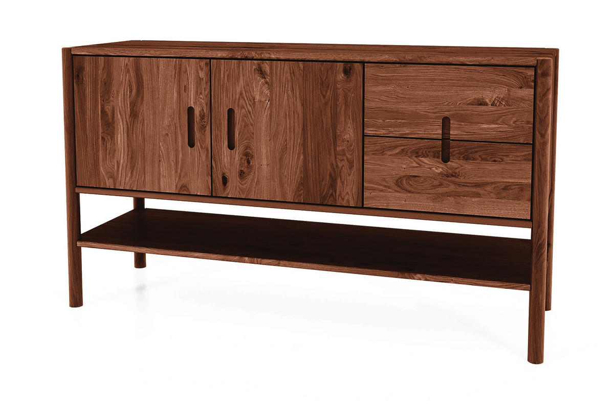 KOMMODE INA Wildeiche - Dunkelbraun, Holz (142/81/46cm) - byoak