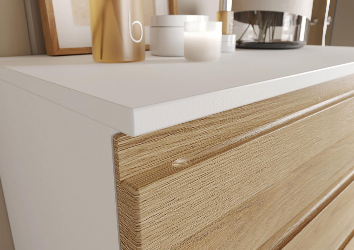 HOCHSCHRANK Weiß und Eiche Grandson 34x190x34cm mit Schublade, verstellbaren Fächern und Chromfüßen VEER - Weiß, Holz/Metall (34/190/34cm) - KADIMA DESIGN