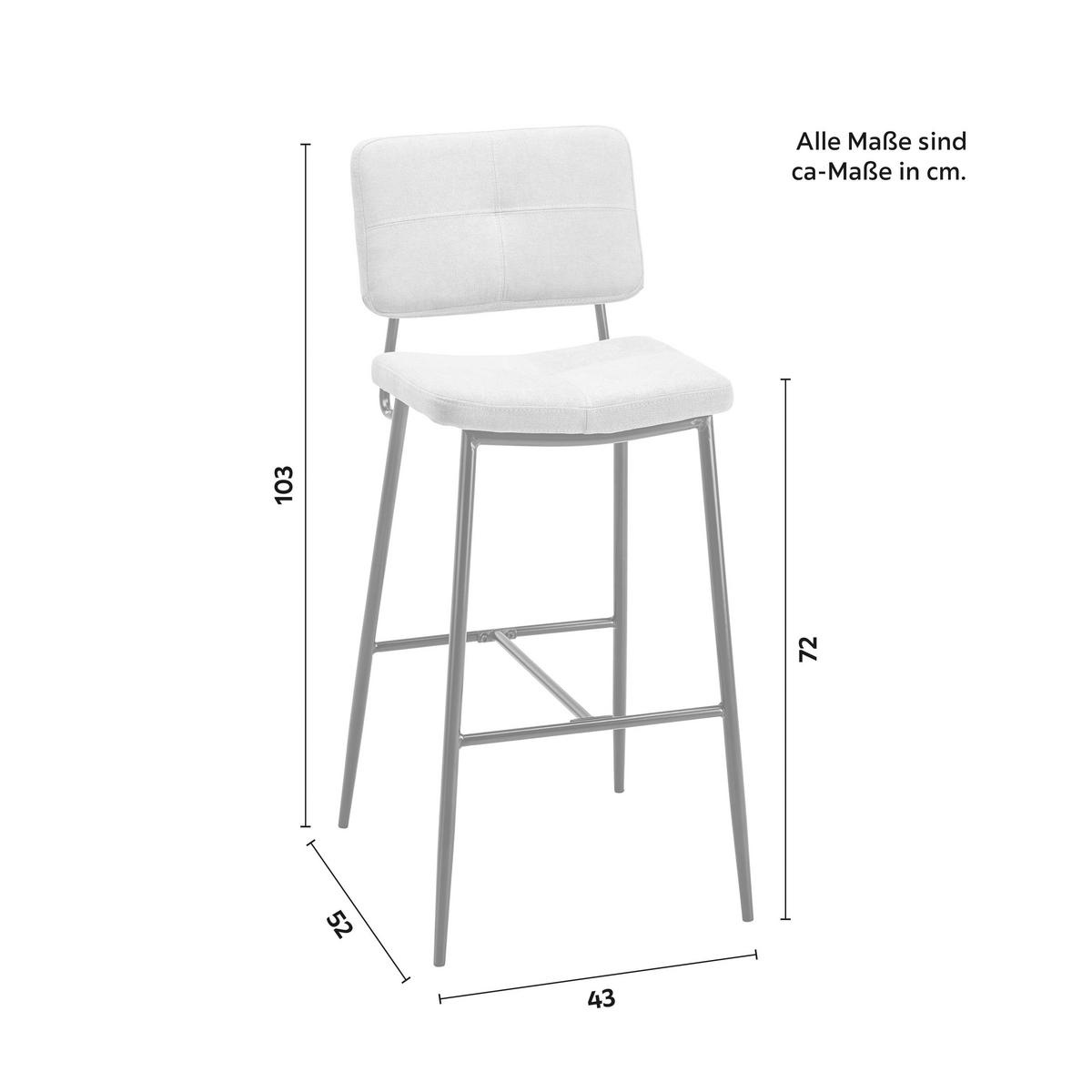 BARHOCKER Neta Hellgrau Webstoff Gepolstert - Hellgrau, Holz (1/1/45cm) - Bessagi Home