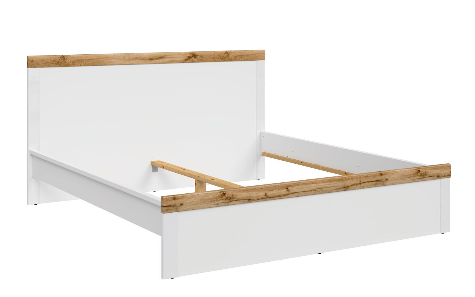 BETT Holten weiß / Eiche Wotan 189 / 200 / 100,5cm - Eichefarben/Weiß, Holz/Holzwerkstoff (180/200cm) - Feldmann-Wohnen
