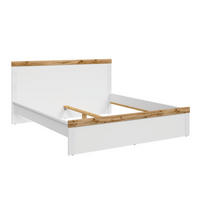 BETT Holten weiß / Eiche Wotan 189 / 200 / 100,5cm - Eichefarben/Weiß, Holz/Holzwerkstoff (180/200cm) - Feldmann-Wohnen