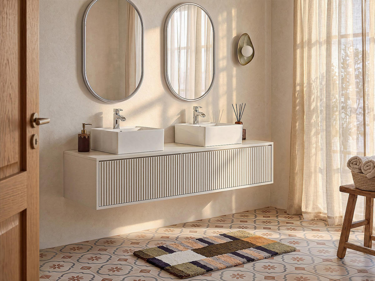 WASCHBECKENUNTERSCHRANK - 150 x 47 - holz - beige Arnega - Beige, Holz (150/32/47cm) - Vente-Unique