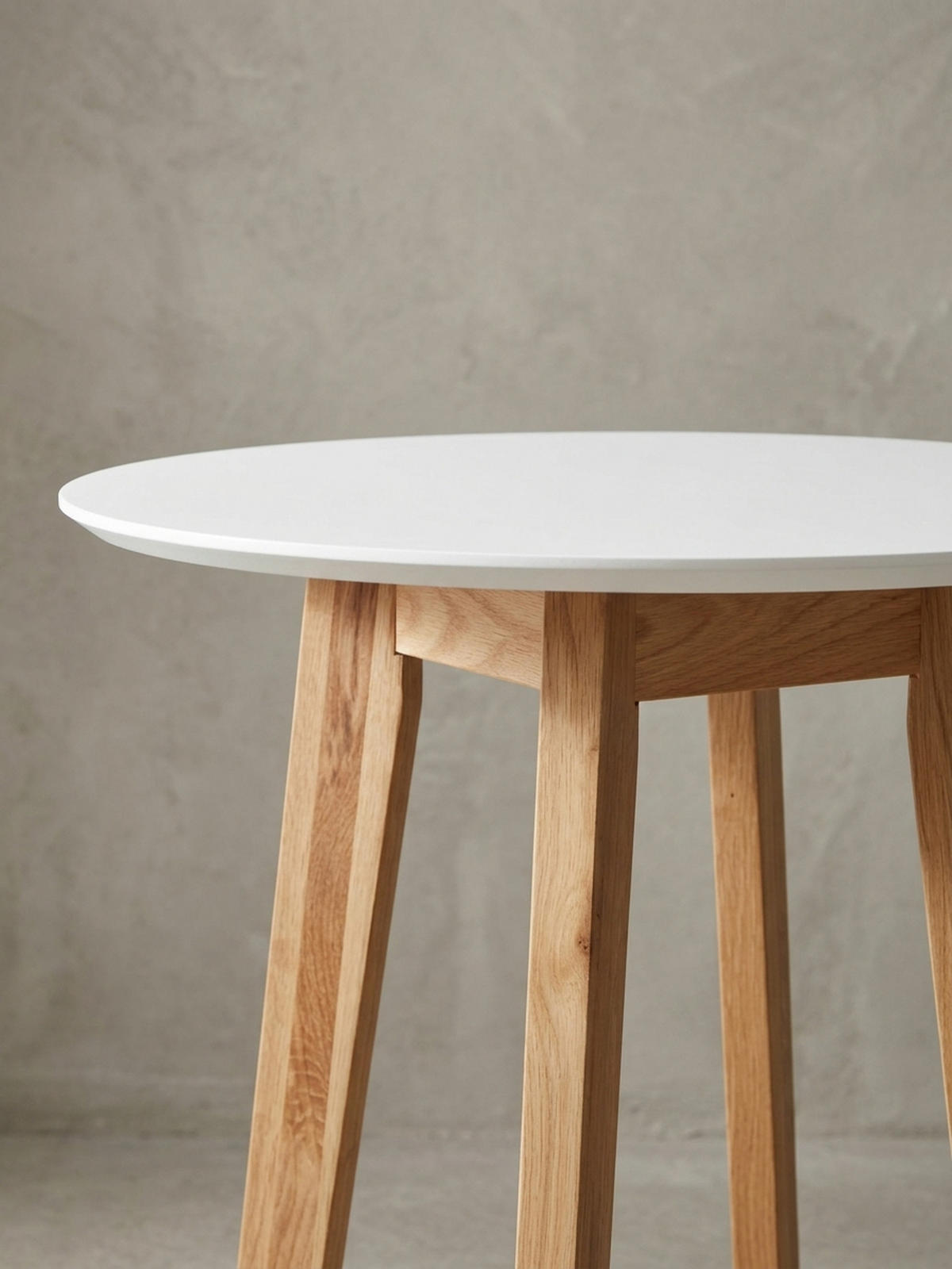 BARTISCH – Skandinavisch, Eiche, rund, 50 kg Belastbarkeit - Weiß/Braun, Eichenholz/Holz (60/60/110cm) - KADIMA DESIGN