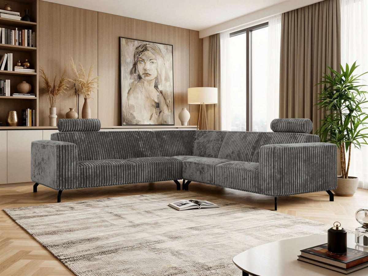 ROHOVÁ SEDAČKA VESANO L - Sivá Manšester - čierna/sivá, kov/textil (260/260cm) - MKS