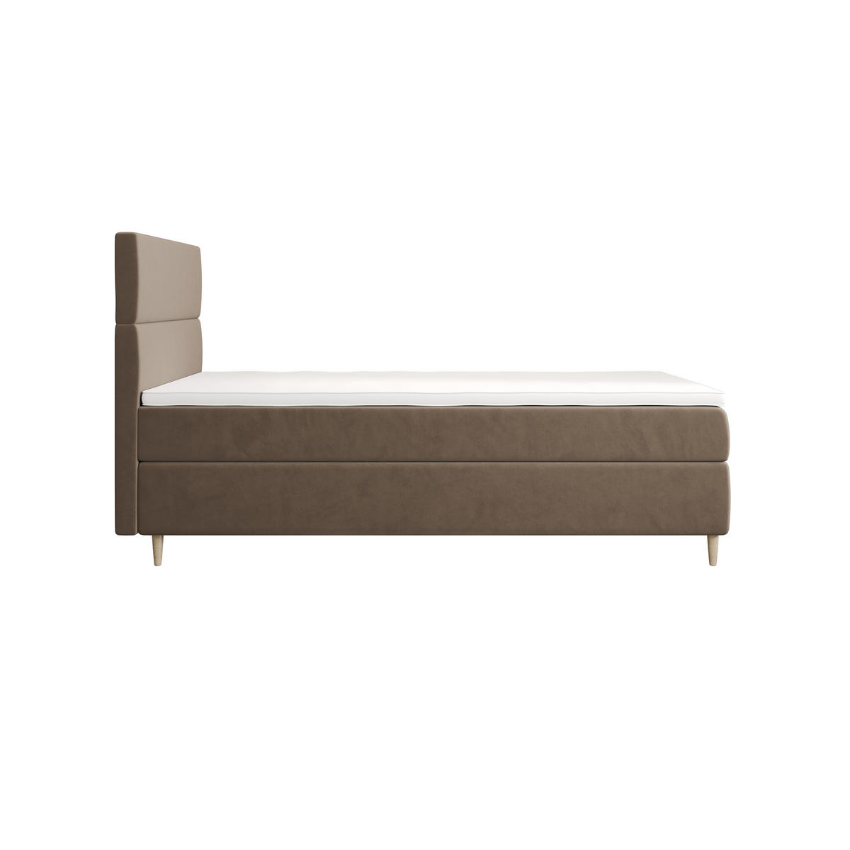 BOXBETT FLO 120x200 Itaka 48, mit Matratze H3, Bonell und Topper, Camel - Cappuccino, Holz/Textil (120/200cm) - Bedante