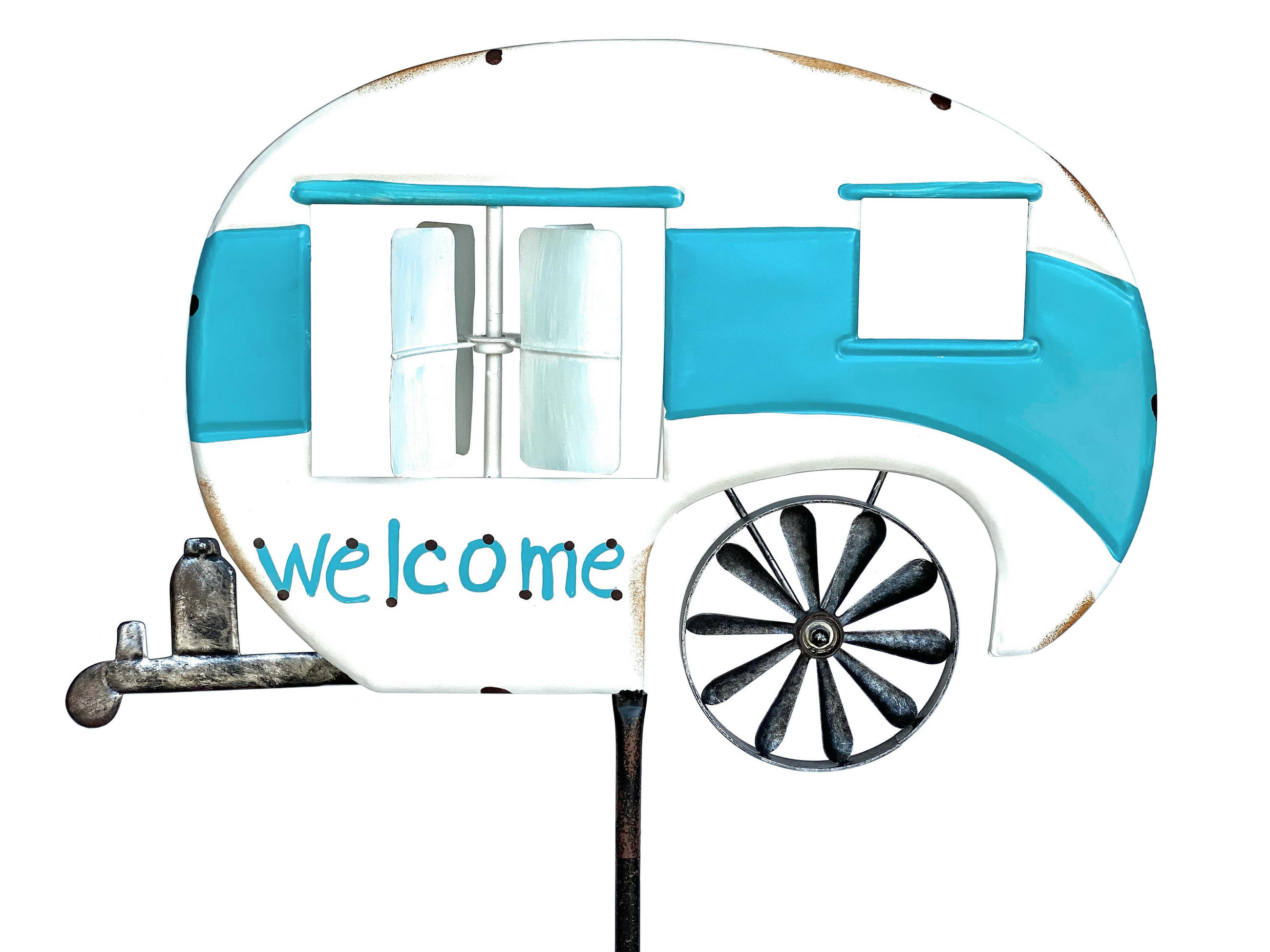 GARTENSTECKER Wohnwagen XL Metall Blau Weiß 160 cm - Blau, Metall (57/160/11cm) - DanDiBo