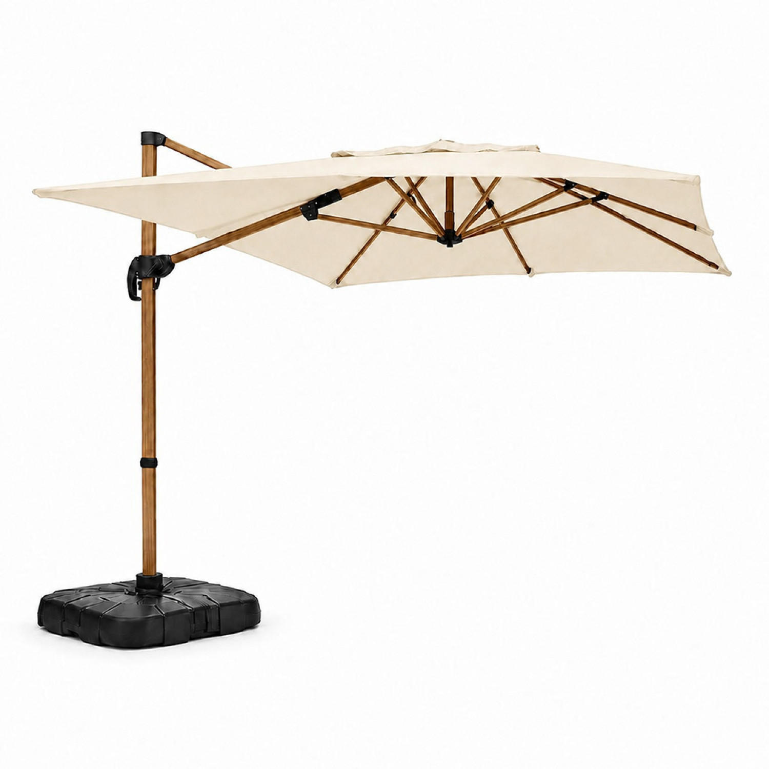 AMPELSCHIRM piana ecru oval 2,97 x 1,95 cm deportiert rotierbar um 360 - Beige, Metall (200/300cm) - Concept Usine