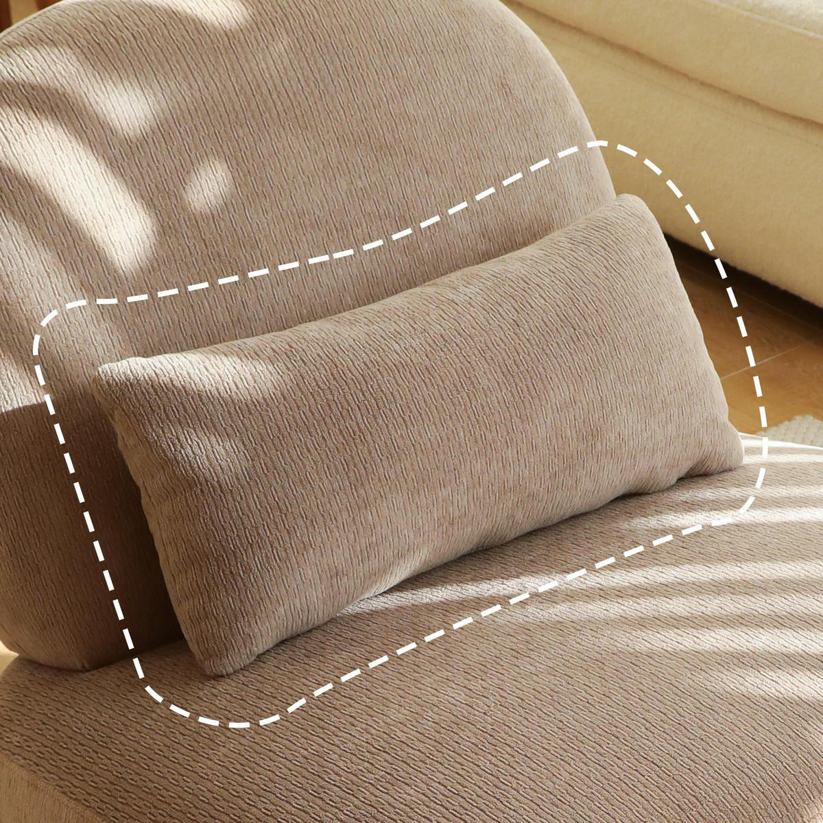 POLSTERSESSEL Ohne Armlehnen Samt Massivholzbeine - Sandfarben, Textil (86.9/69.9/72.1cm) - Urban Meuble