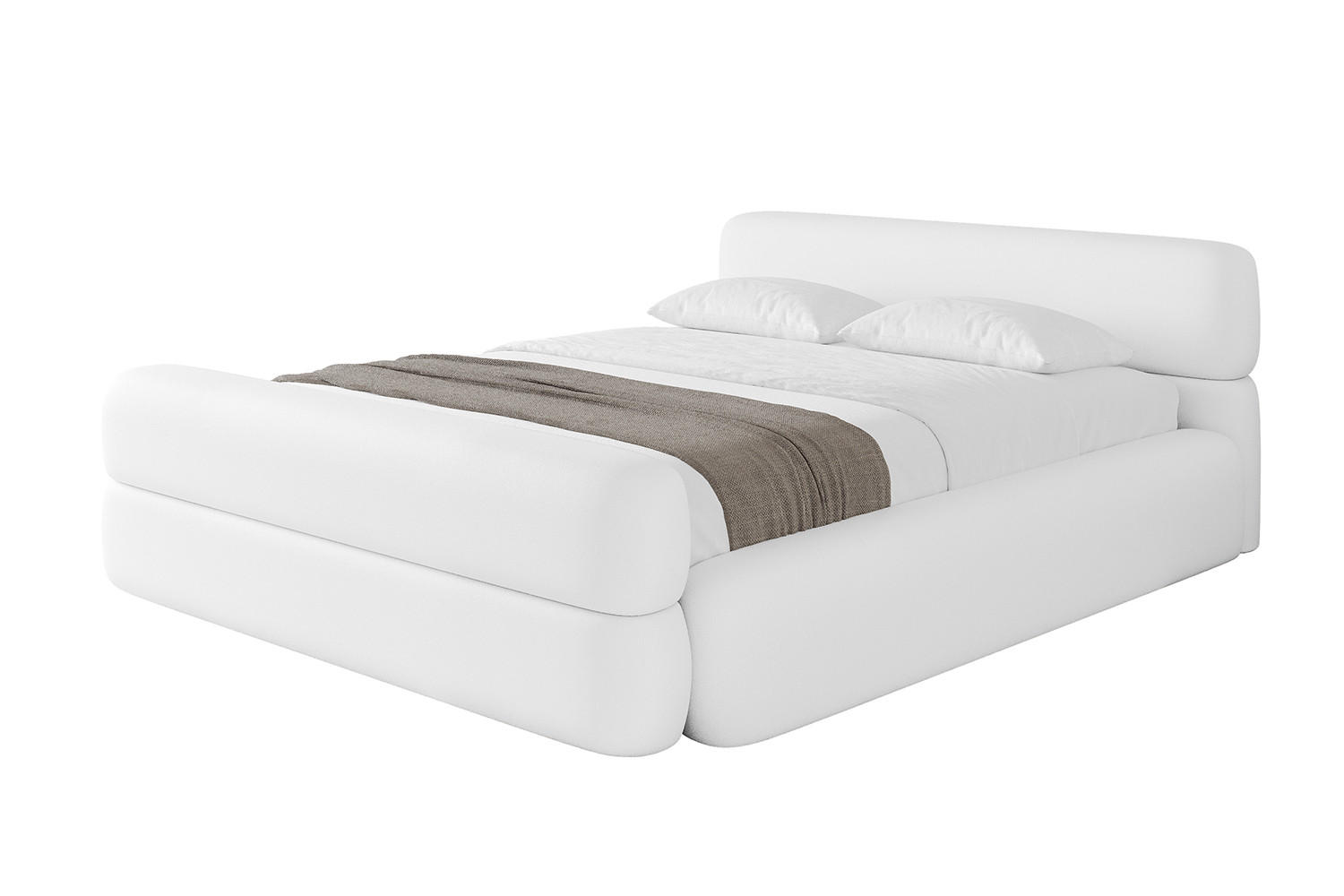 POLSTERBETT mit Bettkasten, Fußteil und Lattenrost, Boxbett mit Matratze H3/H4 - ENORA-Z-V1 180x200 Weiß Kunstleder - Weiß Hochglanz, Holzwerkstoff/Textil (180/200cm) - ALTDECOR