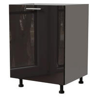 KÜCHENUNTERSCHRANK Essen D1D/60 Schwarz Hochglanz / Grau Matt 60 / 50 / 82cm - Schwarz Hochglanz/Schwarz, Holz/Holzwerkstoff (60/82/50cm) - Feldmann-Wohnen