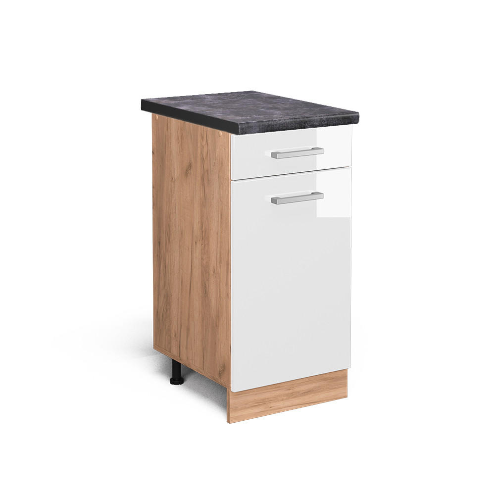 KÖKSUNDERSKÅP R-Line Vit högblank 40 cm , AP Antracit Vit högglans, Honungsek 81.6/40/60 cm