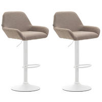 BARHOCKER 2er Set Prag Stoff weiß taupe - Taupe/Weiß, Textil/Metall (51/109/52cm) - TPFLiving