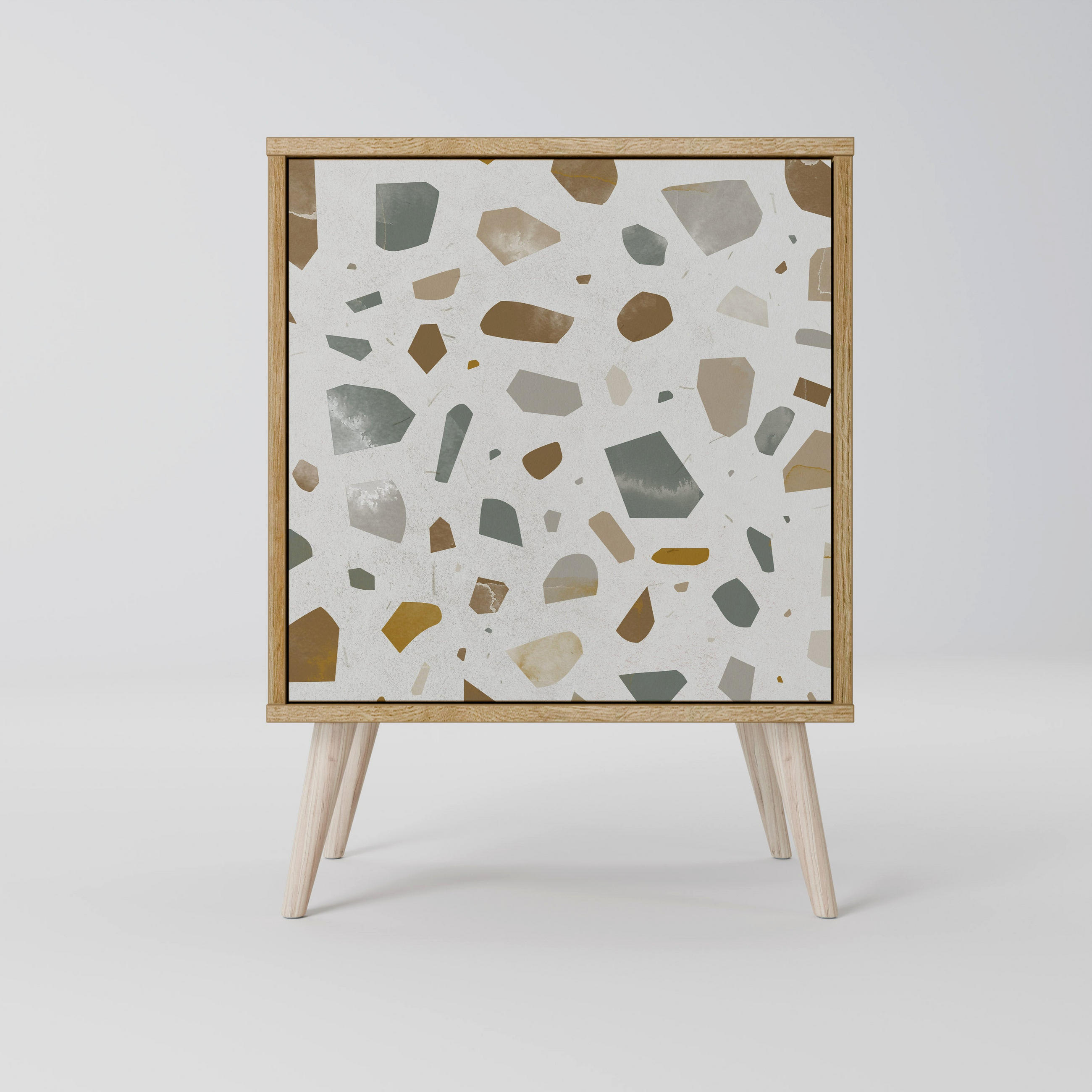 SIDEBOARD PIECES OF TOMORROW, Eichefarben, 57,5x42x77,5 cm, Schräge Buchenholzfüße - Eichefarben/Buchefarben, Holzwerkstoff/Buchenholz (57.5/77.5/42cm) - SpaceRebels