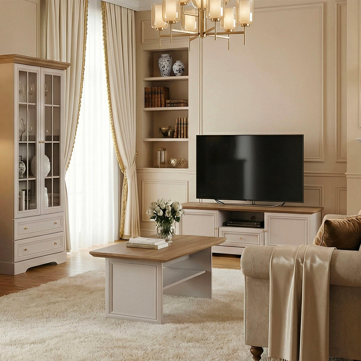 TV OMARICA Dulci Kašmir in les - kašmir, leseni material (154.7/53.1/46.2cm) - Petits-meubles