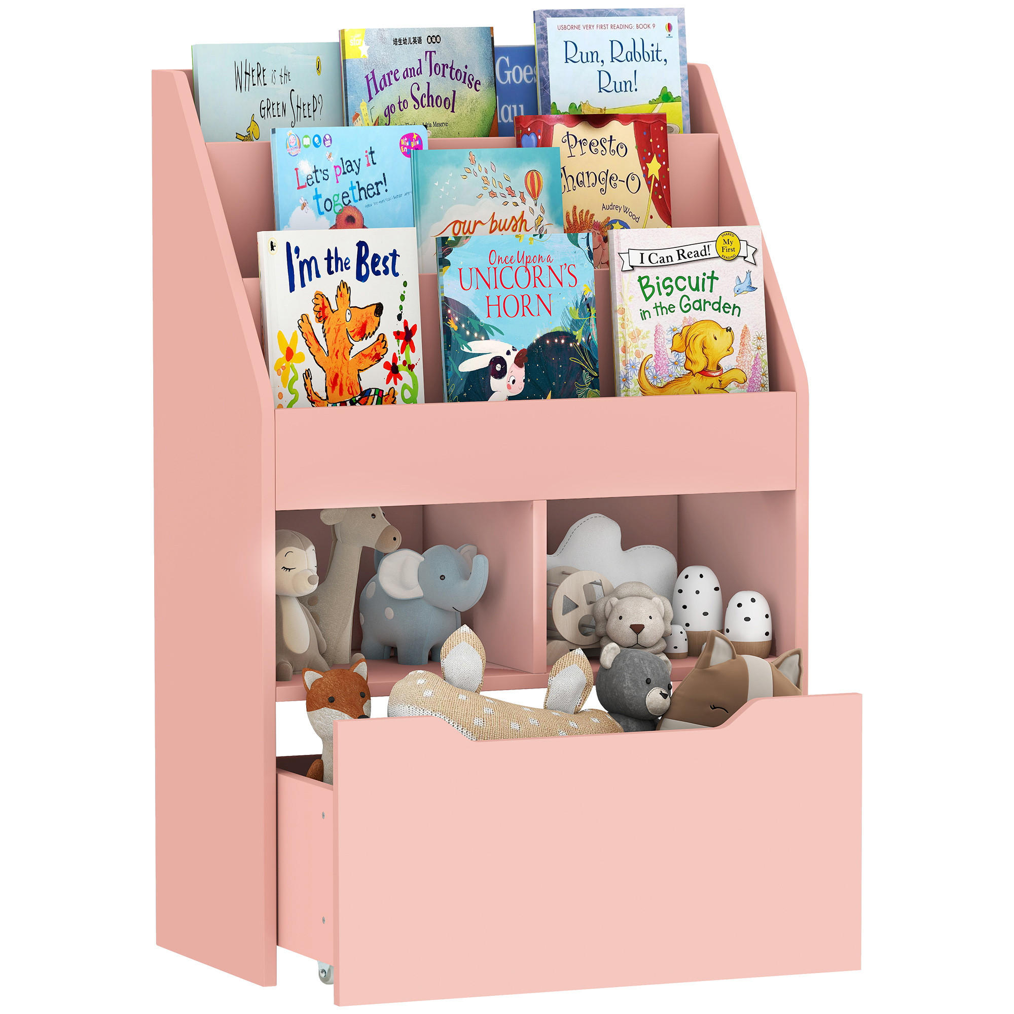 KINDERREGAL Rosa 60/29,9/90 cm - Pink, Holzwerkstoff (60/90/29.9cm) - PANGIVO