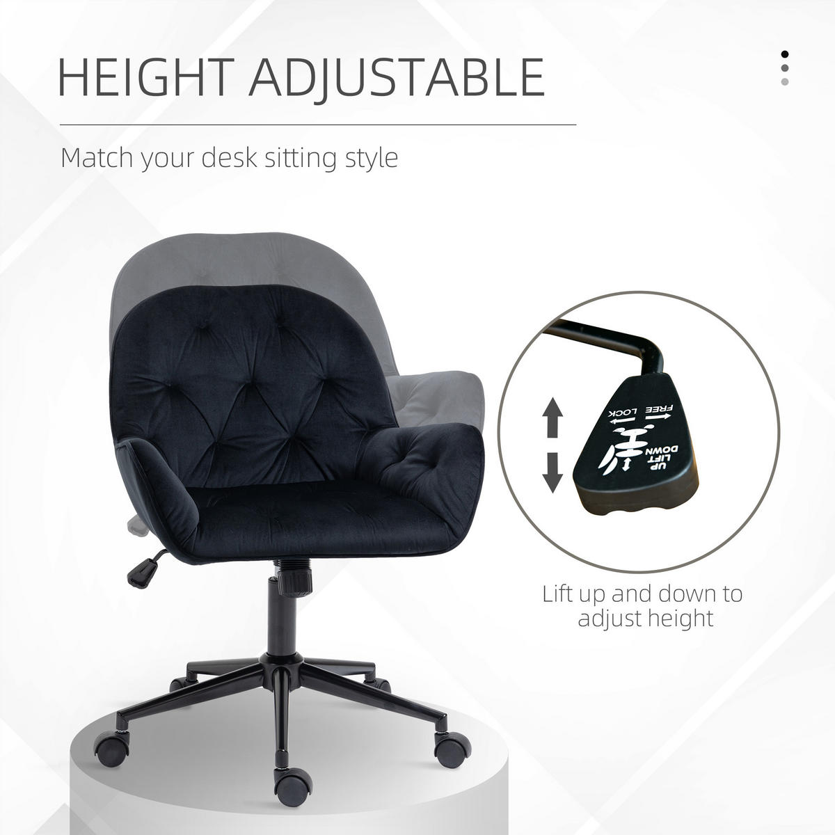BÜROSESSEL Drehstuhl höhenverstellbarer ergonomisch Büro Schwarz - Schwarz, Kunststoff (61/91/60cm) - Vinsetto