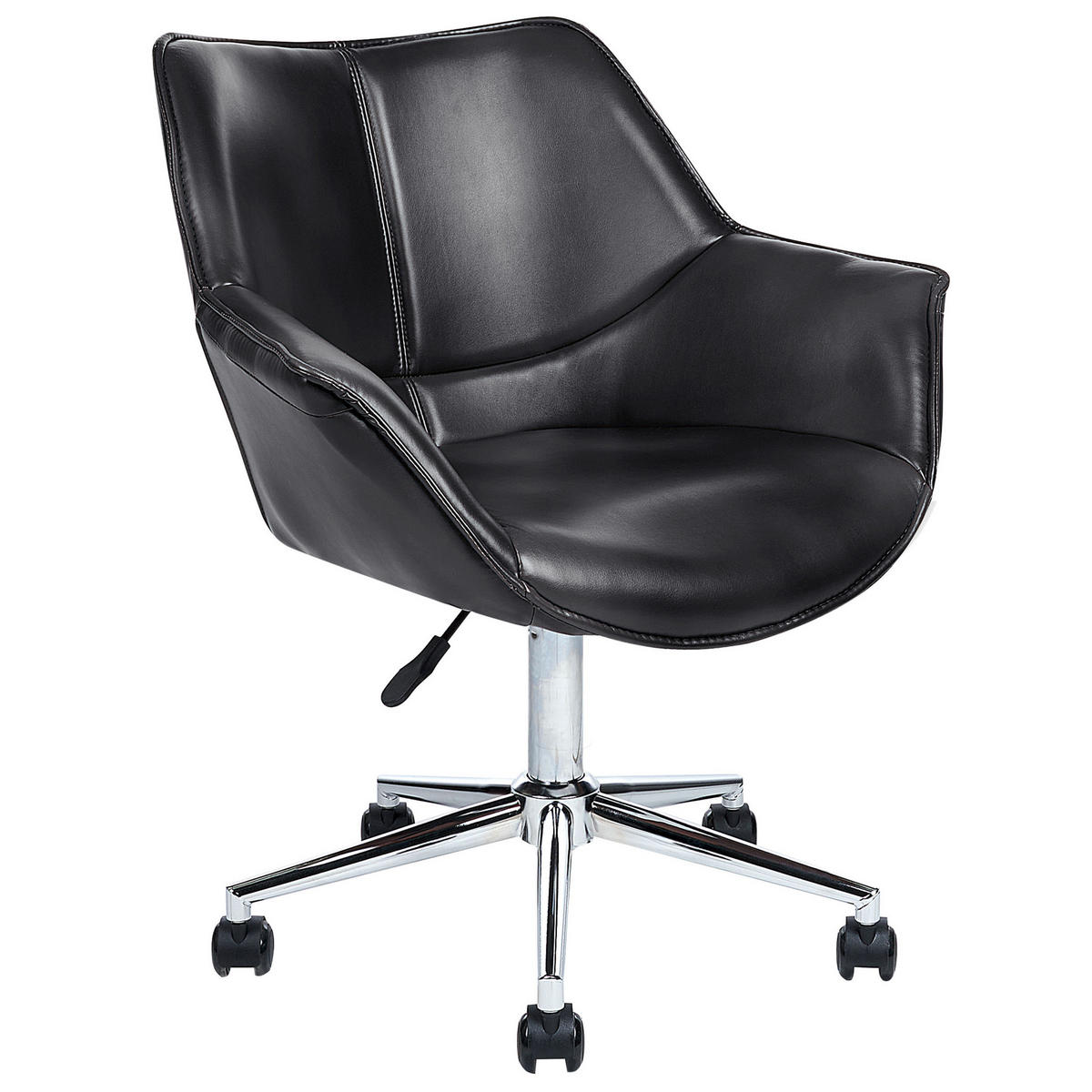 BÜROSTUHL Kunstleder Schwarz Newdale - Schwarz, Textil/Metall (62/79/62cm) - Beliani