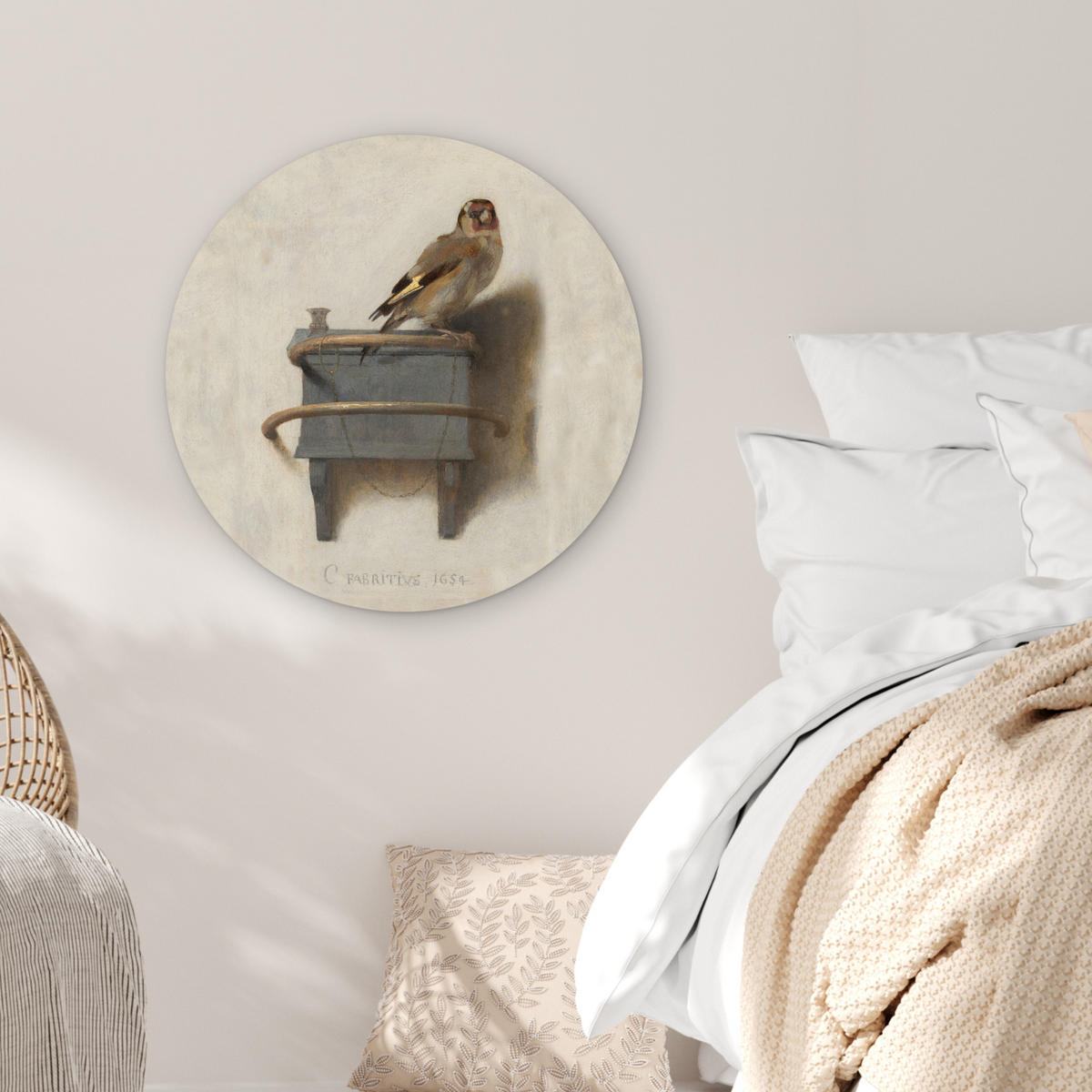 WANDBILD Stieglitz - Alter Meister - Carel Fabritius 60x60 cm - Grau, Kunststoff (60/60cm) - MuchoWow