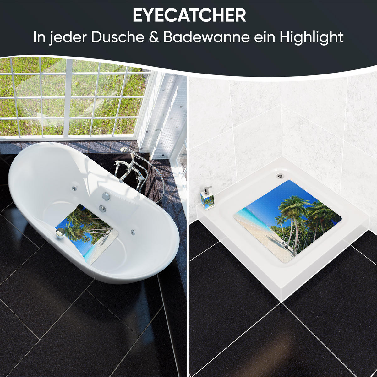 BADEMATTE Karibik - Blau, Kunststoff (53/53cm) - Sanilo