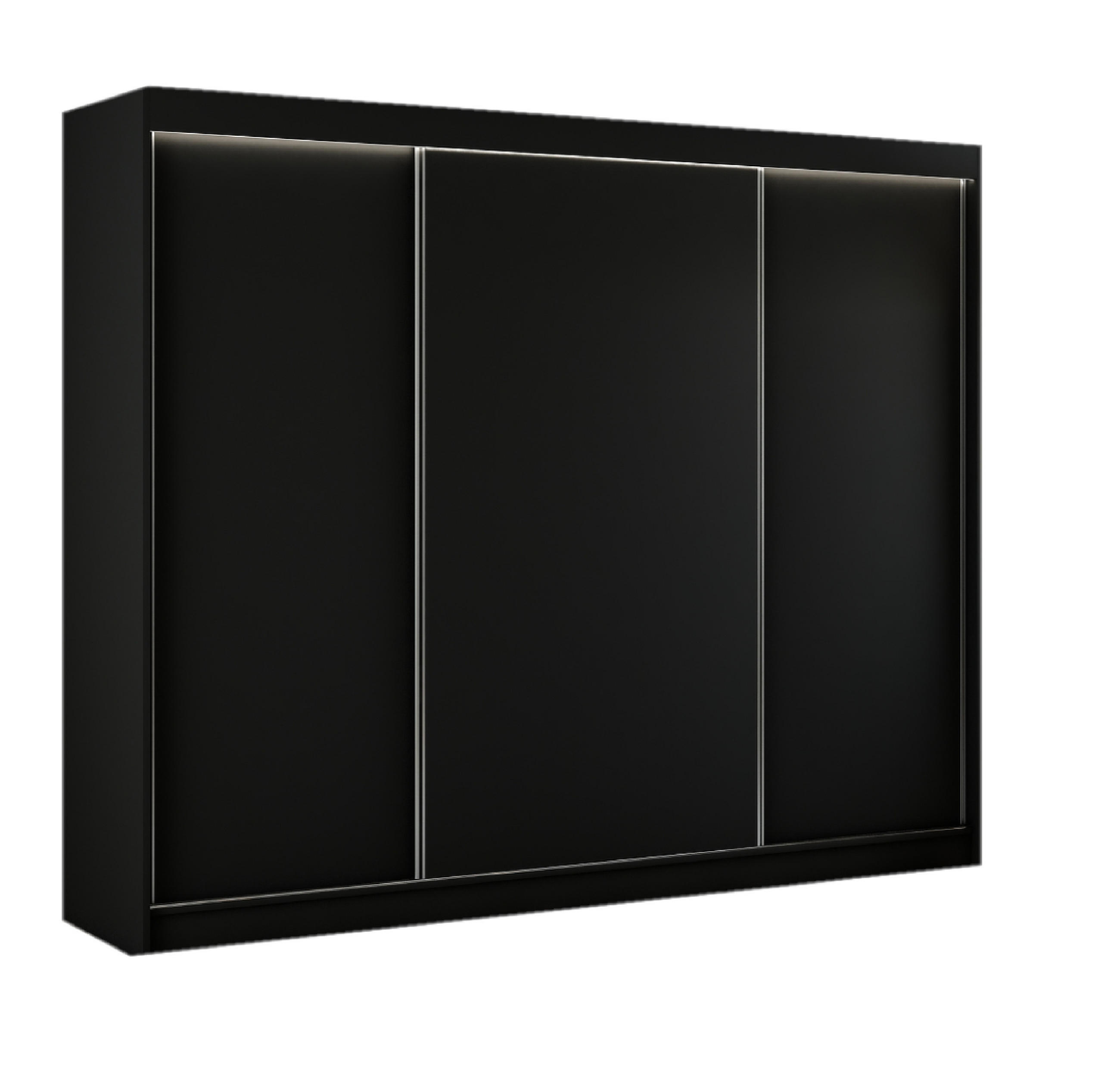 SCHWEBETÜRENSCHRANK Saturn 250 cm 3-türig, schwarz - Schwarz, Kunststoff (250/215/61cm) - Margaret Hadas24