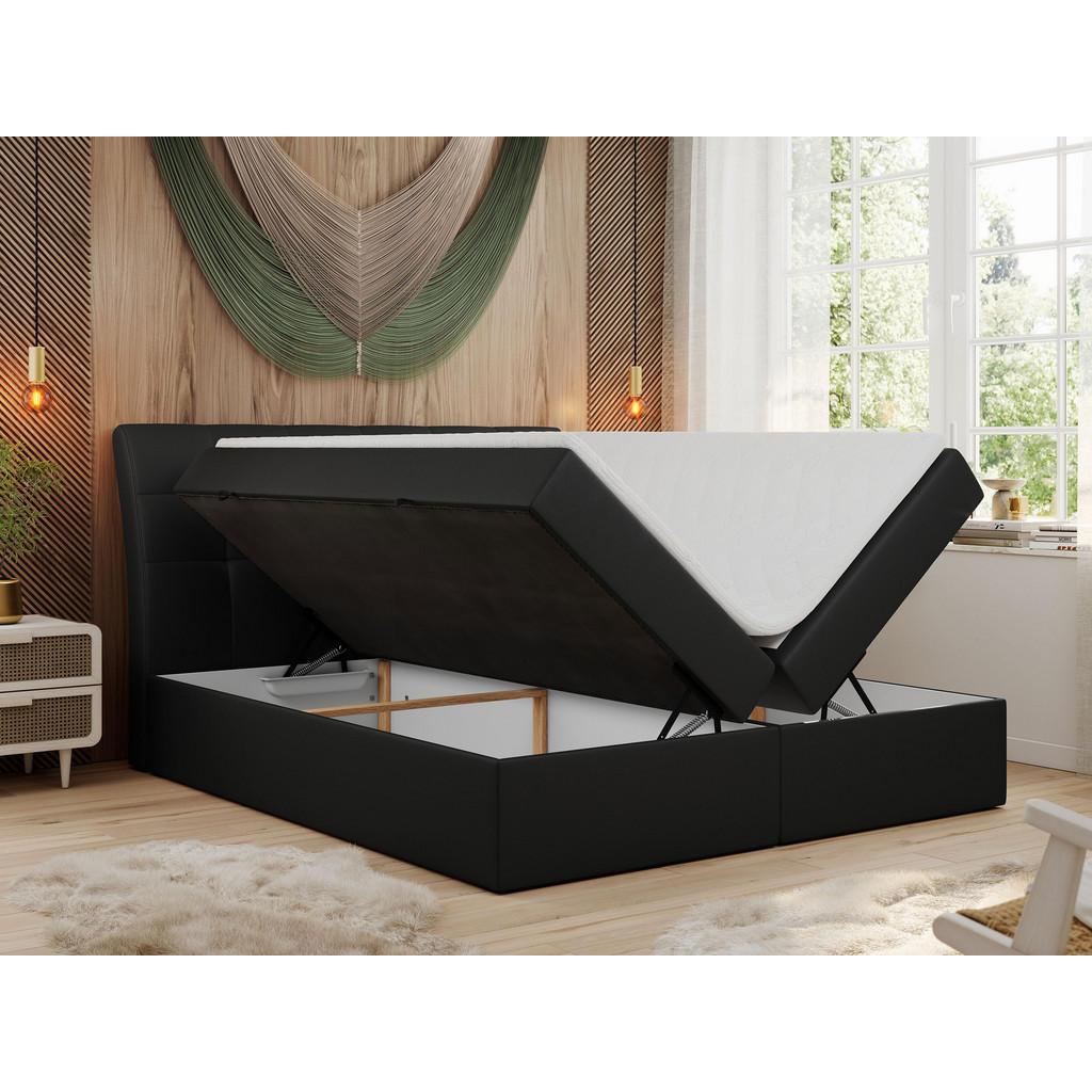Thumbnail - MKS Boxbett, Schwarz, Textil, 2-Sitzer, H4, Rechteckig, 200x200 cm, Schlafzimmer, Betten, Boxspringbetten